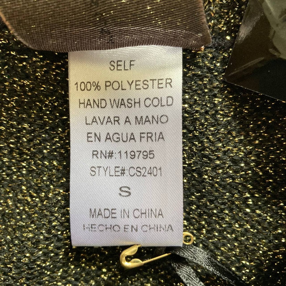 Gold Metallic Sweater Pullover V-Neck High-Low Hem Glitter Moon Collection Sz S - Picture 6 of 6